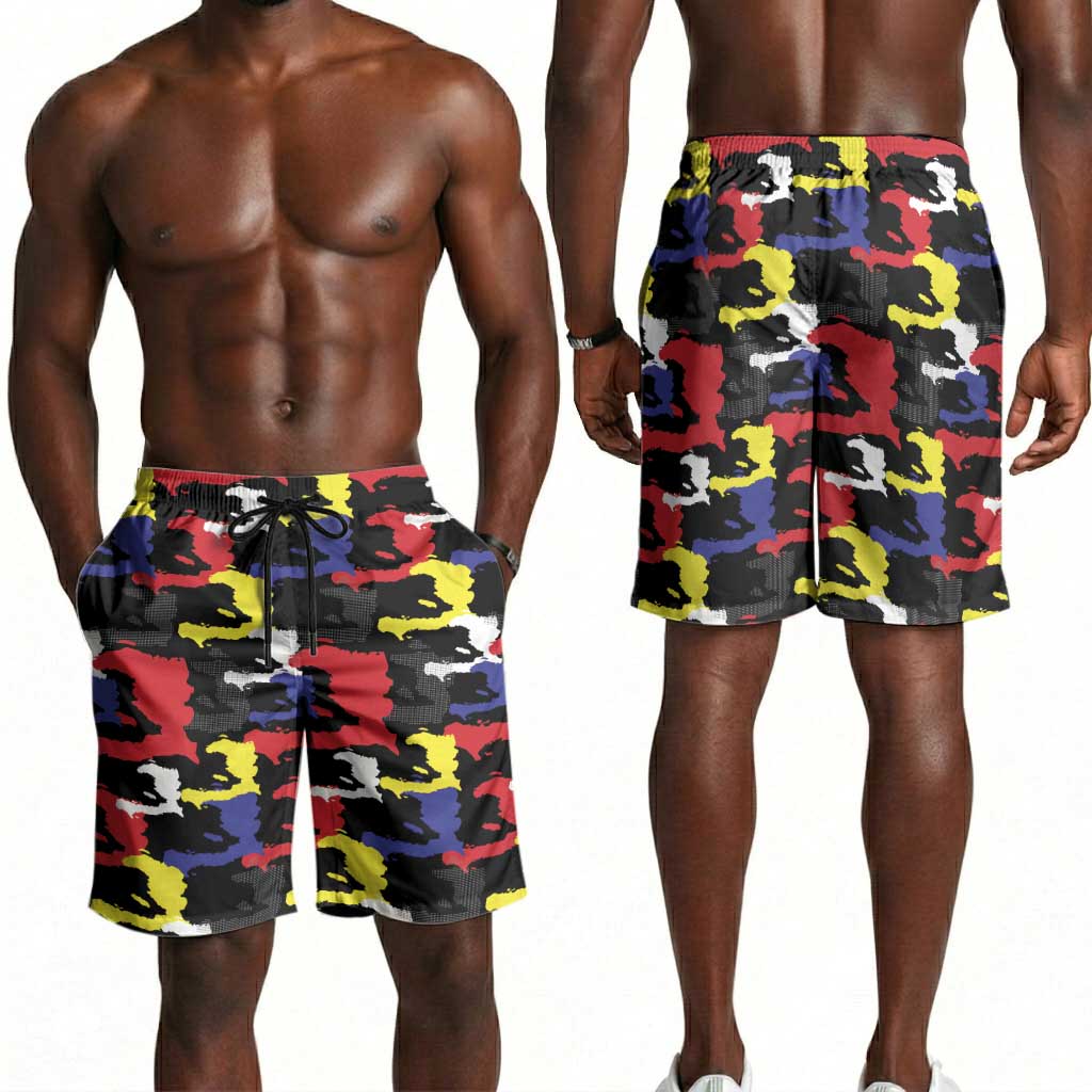 Haiti Map Camouflage Colorful Shorts for Men - Wonder Print Shop
