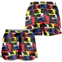 Haiti Map Camouflage Colorful Shorts for Women - Wonder Print Shop