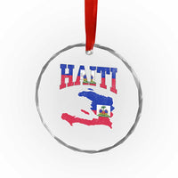 Haiti Pride Crystal Glass Ornament Retro Vintage Haitian Flag Map Pride Graphic