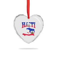 Haiti Pride Heart Crystal Glass Ornament Retro Vintage Haitian Flag Map Pride Graphic
