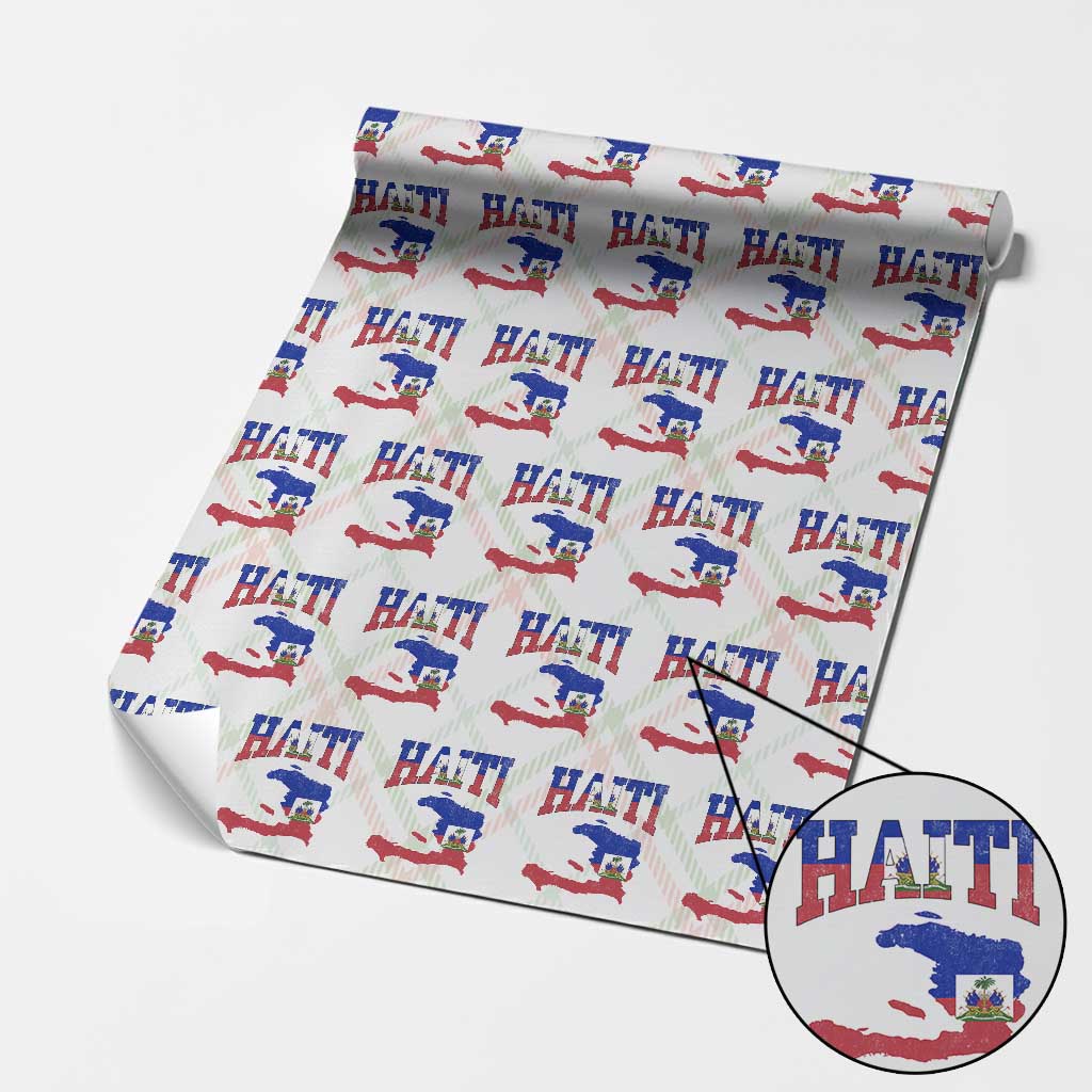 Haiti Pride Wrapping Paper Roll Retro Vintage Haitian Flag Map Pride Graphic