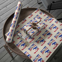 Haiti Pride Wrapping Paper Roll Retro Vintage Haitian Flag Map Pride Graphic