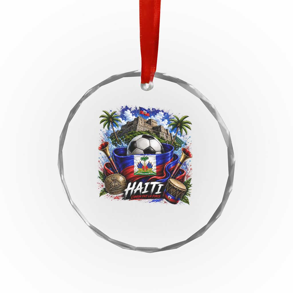 Haiti Soccer 2026 Crystal Glass Ornament Haitian Flag Caribbean Football Fan