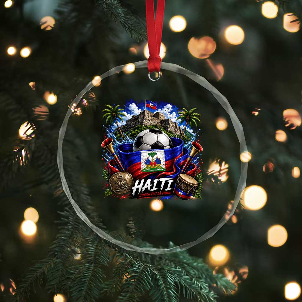 Haiti Soccer 2026 Crystal Glass Ornament Haitian Flag Caribbean Football Fan