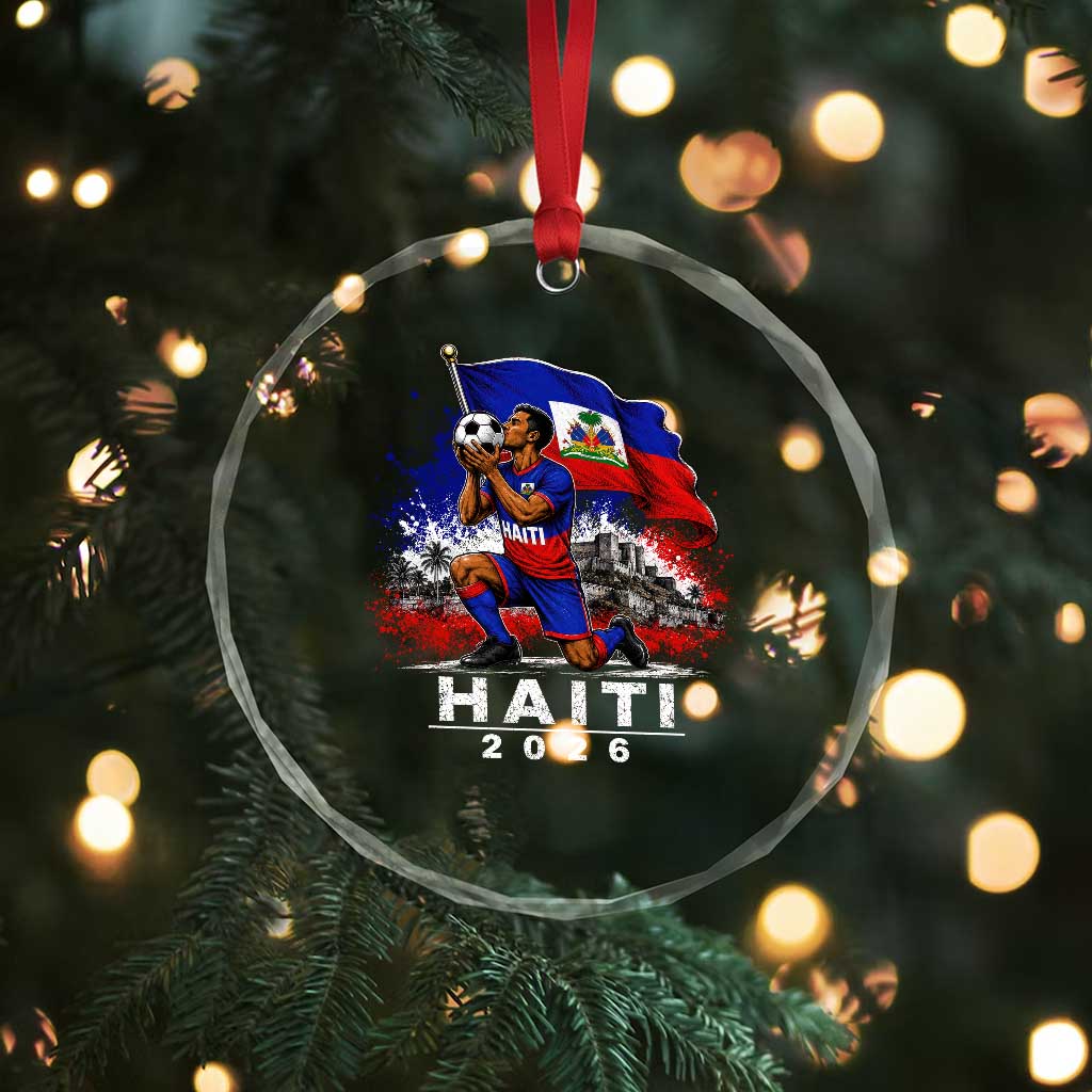 Haiti Soccer 2026 Crystal Glass Ornament Haitian World Football Fan Ayiti Lover