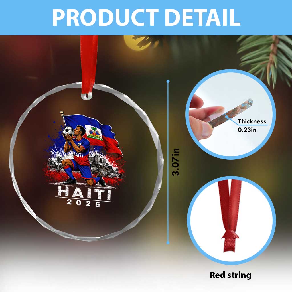 Haiti Soccer 2026 Crystal Glass Ornament Haitian World Football Fan Ayiti Lover