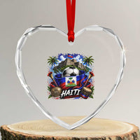 Haiti Soccer 2026 Heart Crystal Glass Ornament Haitian Flag Caribbean Football Fan