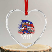Haiti Soccer 2026 Heart Crystal Glass Ornament Haitian World Football Fan Ayiti Lover