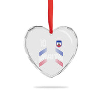 Haiti Soccer Heart Crystal Glass Ornament Haitian Football Fan Pride National Team Support Graphic