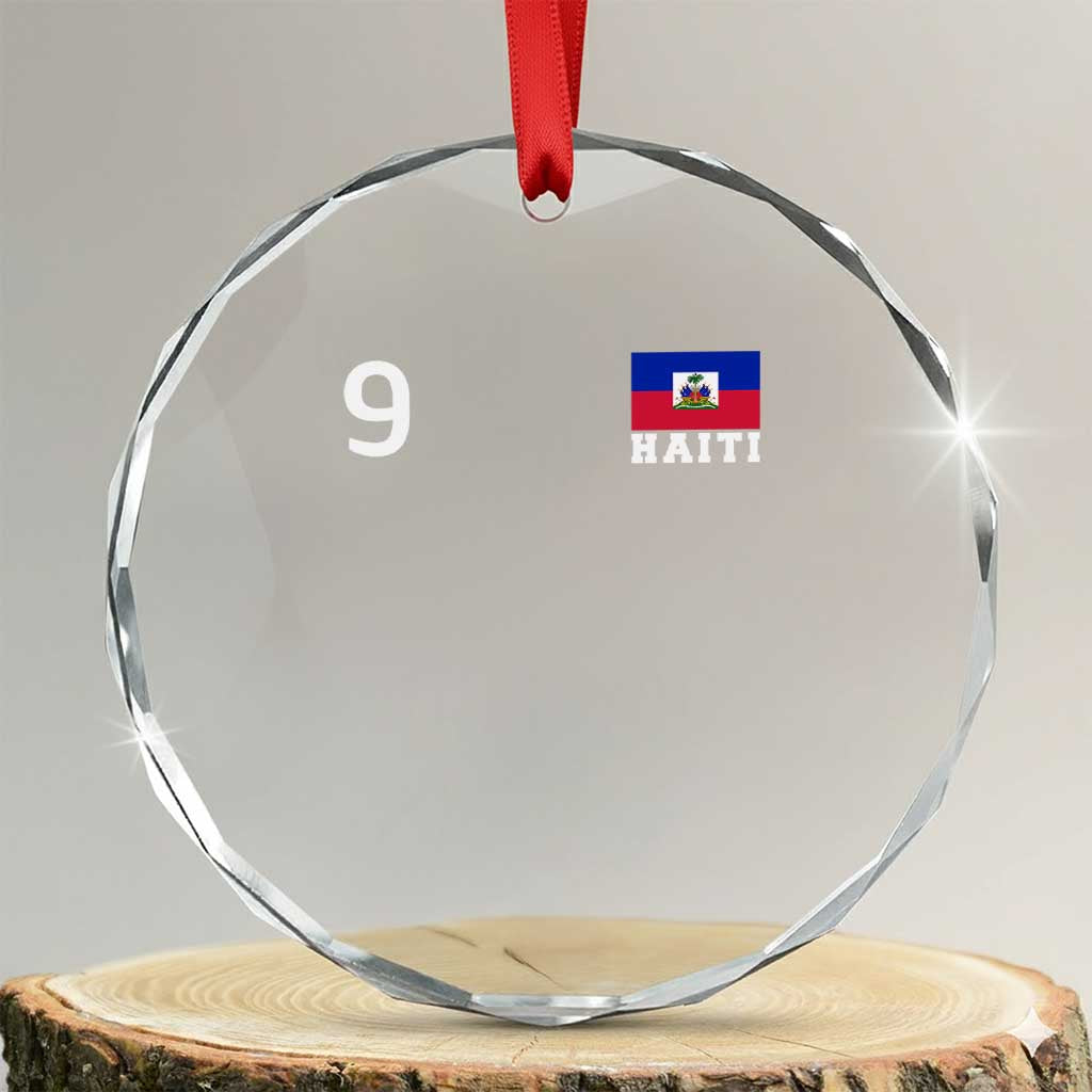 Haiti Soccer Jersey Style Number 9 Graphic Crystal Glass Ornament Haitian Flag Football Sports Fan