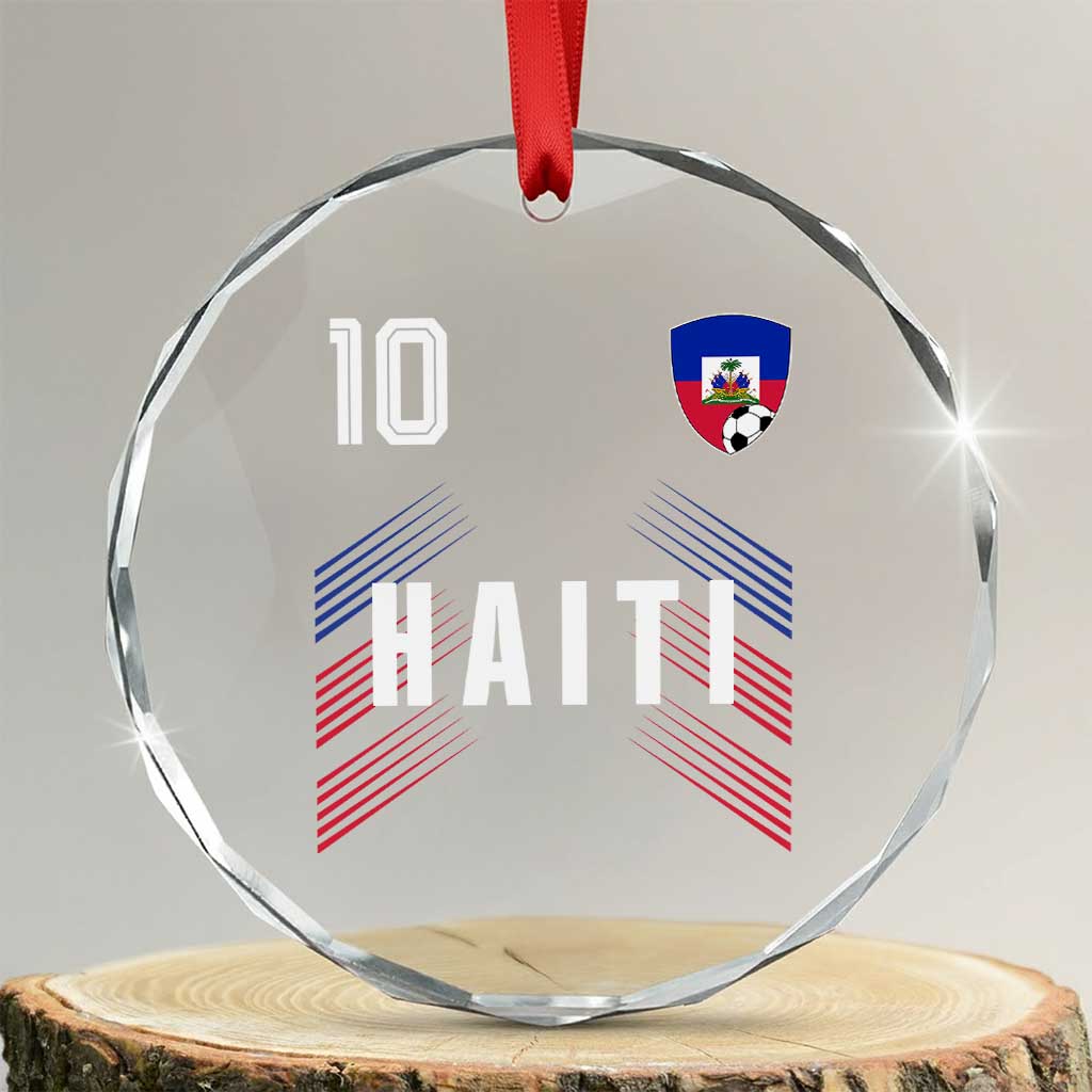 Haiti Soccer Sports Graphic Number 10 Jersey Style Crystal Glass Ornament Proud Haitian Football Fans Game Day Pride