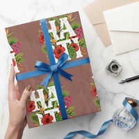 Haiti Tropical Floral Hibiscus Palm Leaves Island Graphic Wrapping Paper Roll Haitian Heritage Pride