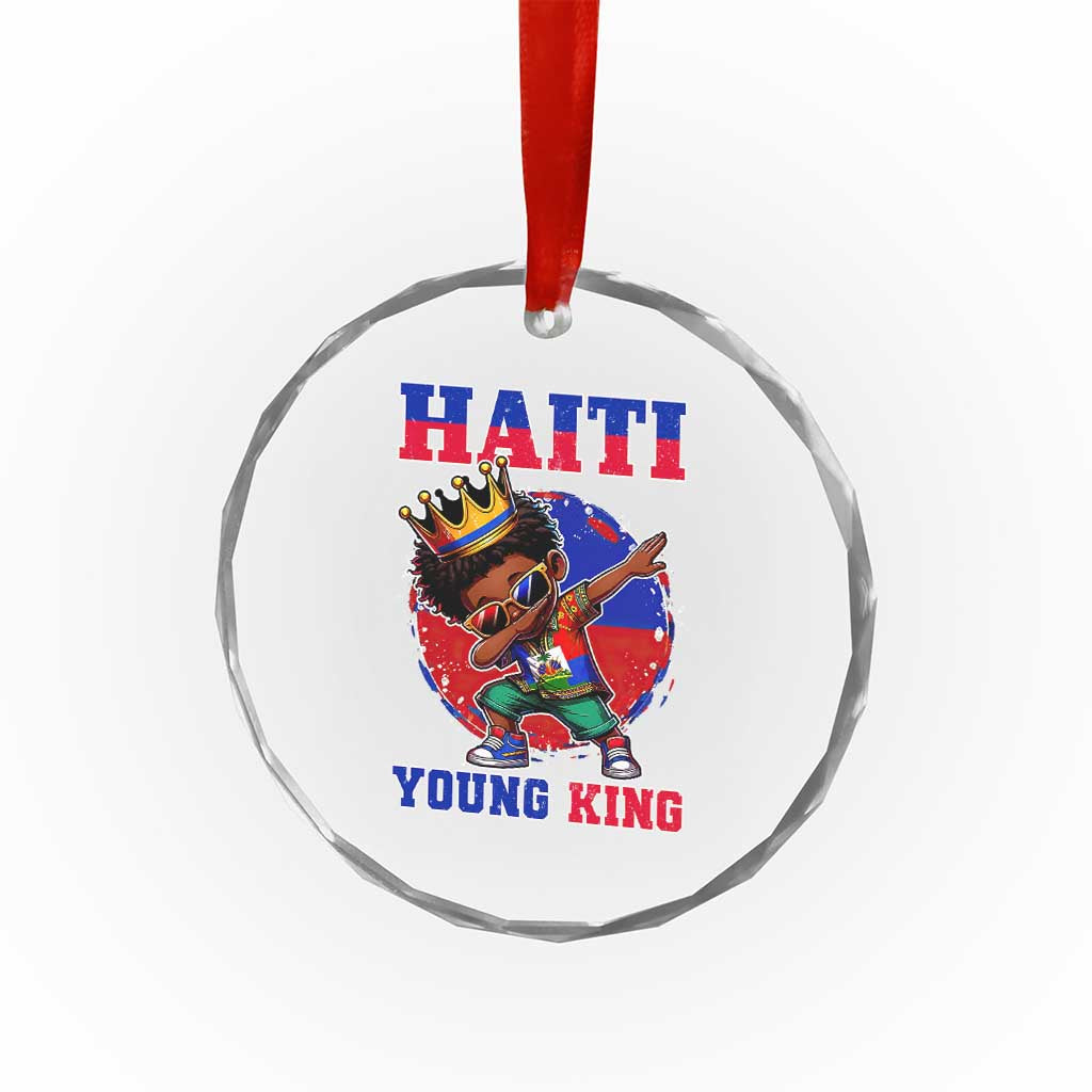 Haiti Young King Dabbing Boy Kids Graphic Crystal Glass Ornament Haitian Heritage Pride