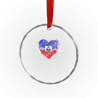 Haitian Flag Heartbeat EKG Pulse Graphic Crystal Glass Ornament My Heart Beats For Haiti Identity Heritage Pride