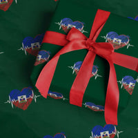 Haitian Flag Heartbeat EKG Pulse Graphic Wrapping Paper Roll My Heart Beats For Haiti Identity Heritage Pride