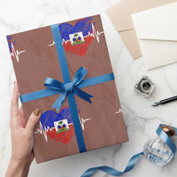 Haitian Flag Heartbeat EKG Pulse Graphic Wrapping Paper Roll My Heart Beats For Haiti Identity Heritage Pride
