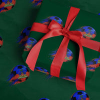 Haitian Flag Soccer Ball Splatter Graphic Wrapping Paper Roll Haiti Football Sports Fan
