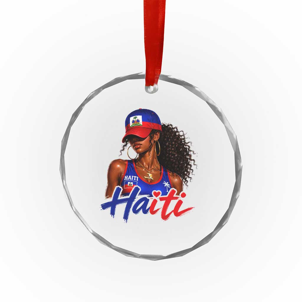Haitian Girl Crystal Glass Ornament Melanin Black Girls Haiti Flag Proud Haitienne