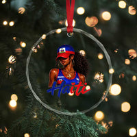 Haitian Girl Crystal Glass Ornament Melanin Black Girls Haiti Flag Proud Haitienne