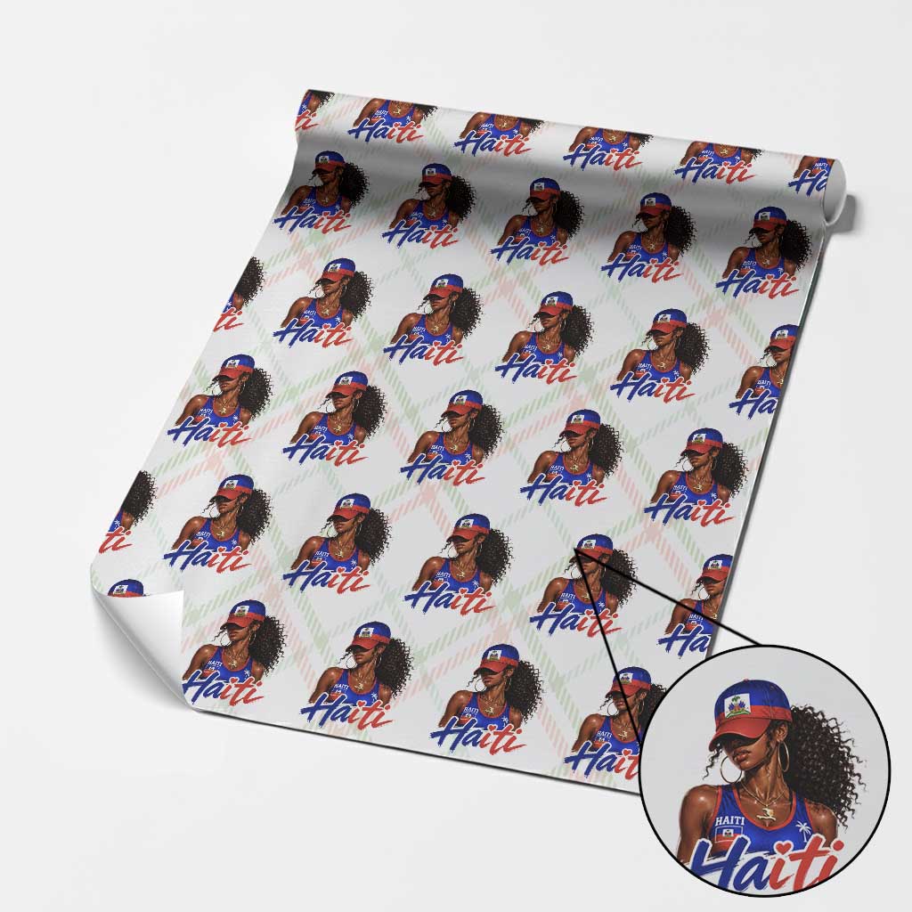 Haitian Girl Wrapping Paper Roll Melanin Black Girls Haiti Flag Proud Haitienne