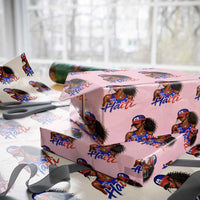 Haitian Girl Wrapping Paper Roll Melanin Black Girls Haiti Flag Proud Haitienne