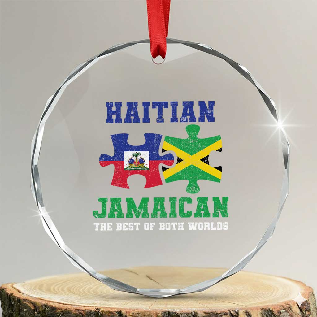Haitian Jamaican Roots Crystal Glass Ornament Haiti Jamaica Combo Puzzle - Wonder Print Shop