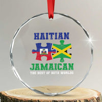 Haitian Jamaican Roots Crystal Glass Ornament Haiti Jamaica Combo Puzzle - Wonder Print Shop