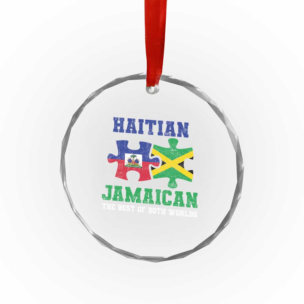 Haitian Jamaican Roots Crystal Glass Ornament Haiti Jamaica Combo Puzzle - Wonder Print Shop
