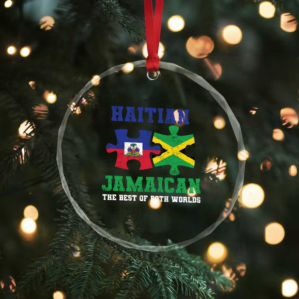 Haitian Jamaican Roots Crystal Glass Ornament Haiti Jamaica Combo Puzzle - Wonder Print Shop