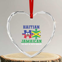 Haitian Jamaican Roots Heart Crystal Glass Ornament Haiti Jamaica Combo Puzzle - Wonder Print Shop