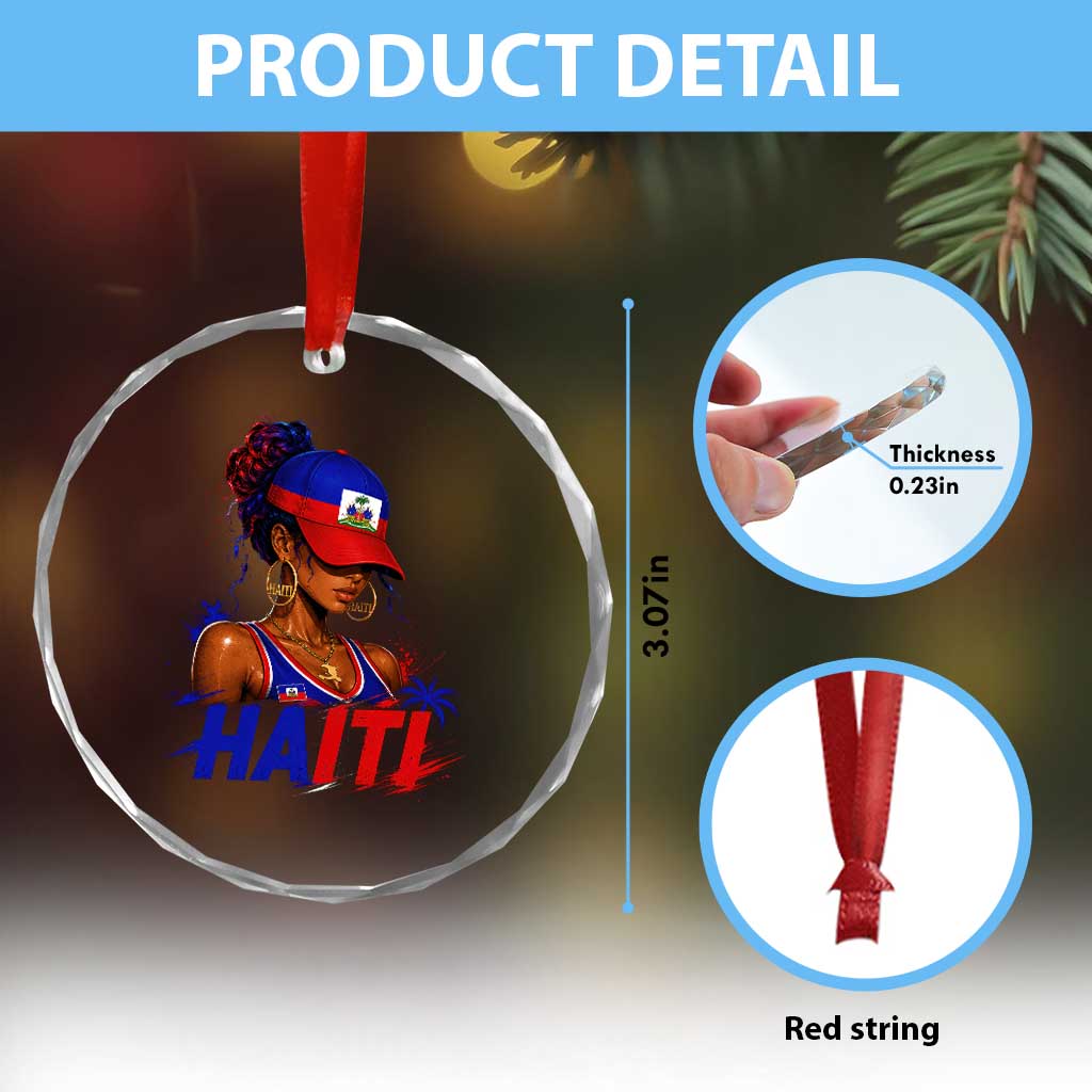Haitian Princess Crystal Glass Ornament Haiti Flag Haitienne Melanin Black Girls
