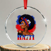 Haitian Queen Afro Melanin Graphic Crystal Glass Ornament Haiti Flag Heritage Pride