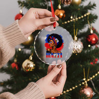 Haitian Queen Afro Melanin Graphic Crystal Glass Ornament Haiti Flag Heritage Pride