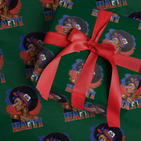 Haitian Queen Afro Melanin Graphic Wrapping Paper Roll Haiti Flag Heritage Pride