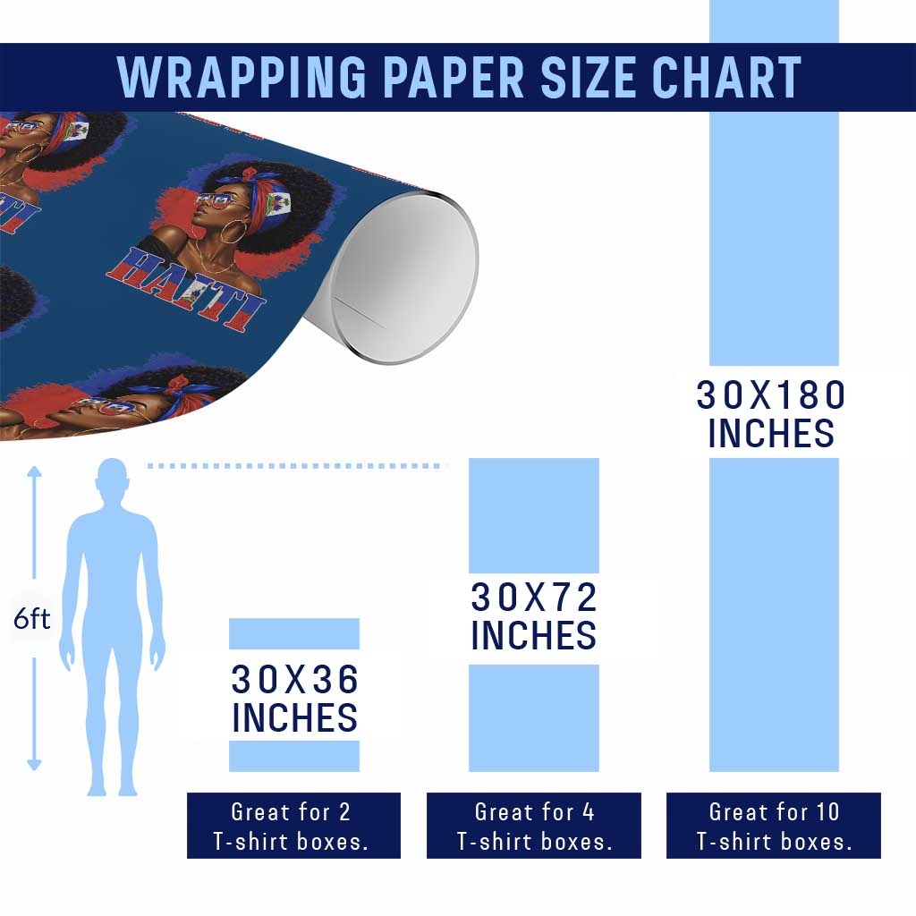 Haitian Queen Afro Melanin Graphic Wrapping Paper Roll Haiti Flag Heritage Pride