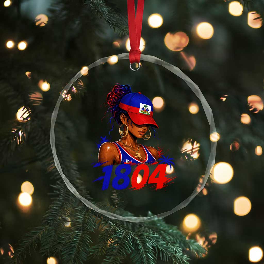 Haitian Revolution 1804 Crystal Glass Ornament Haiti Flag Independence Day Haitian Girl Graphic