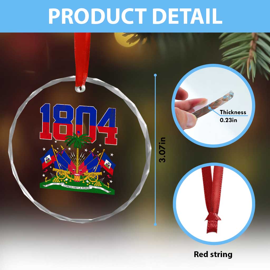 Haitian Revolution 1804 Crystal Glass Ornament Haiti Flag Independence Day Haitian Graphic