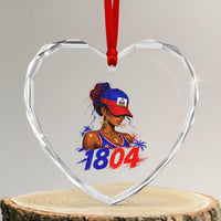 Haitian Revolution 1804 Heart Crystal Glass Ornament Haiti Flag Independence Day Haitian Girl Graphic