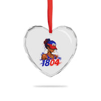 Haitian Revolution 1804 Heart Crystal Glass Ornament Haiti Flag Independence Day Haitian Girl Graphic