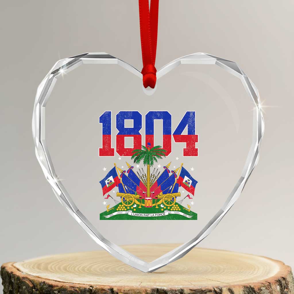 Haitian Revolution 1804 Heart Crystal Glass Ornament Haiti Flag Independence Day Haitian Graphic