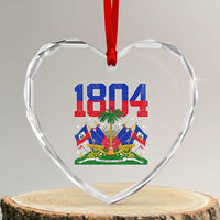 Haitian Revolution 1804 Heart Crystal Glass Ornament Haiti Flag Independence Day Haitian Graphic