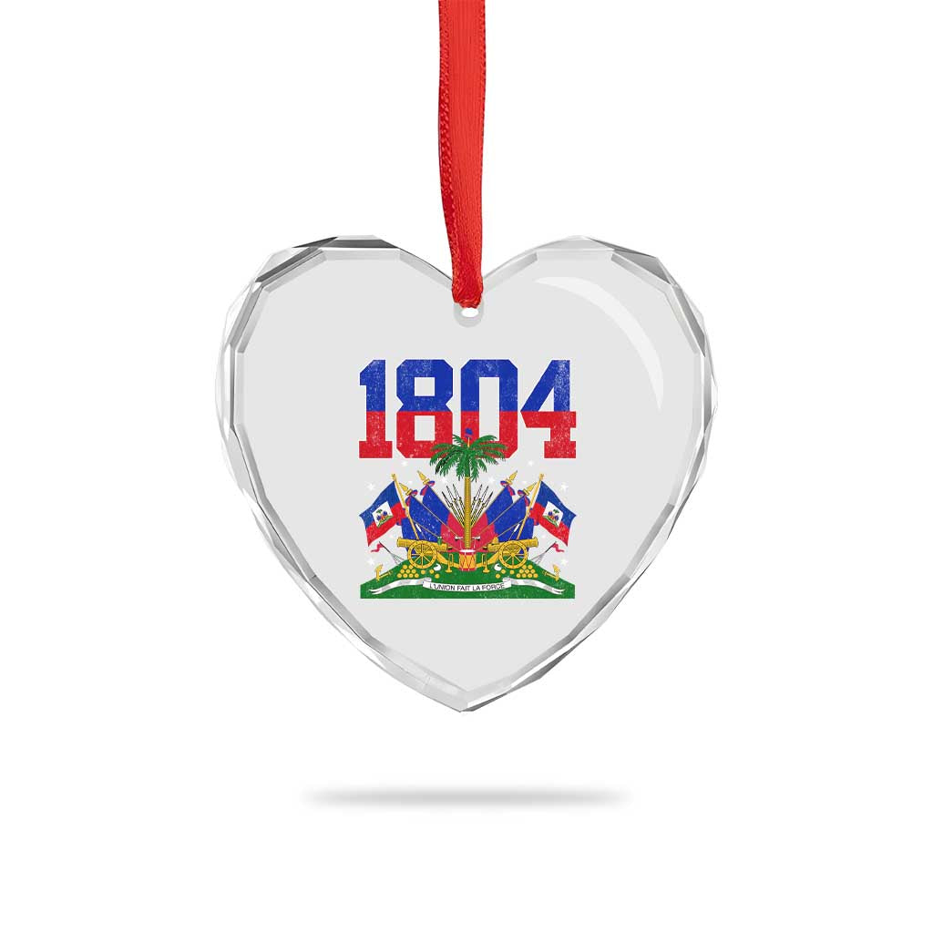 Haitian Revolution 1804 Heart Crystal Glass Ornament Haiti Flag Independence Day Haitian Graphic