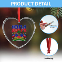 Haitian Revolution 1804 Heart Crystal Glass Ornament Haiti Flag Independence Day Haitian Graphic