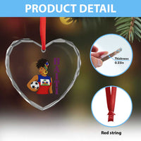 Haitian Soccer Fan Girl Heart Crystal Glass Ornament Ayiti Heritage Pride Football Lover