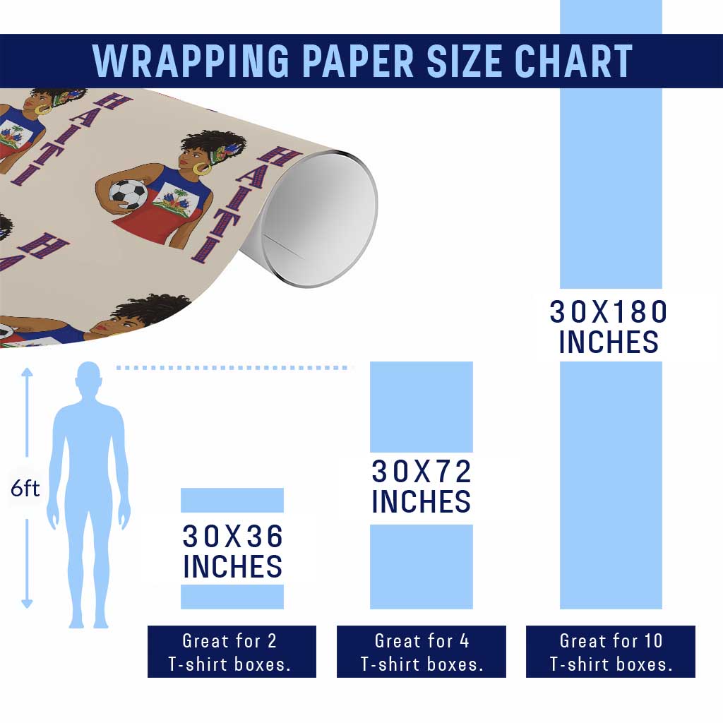 Haitian Soccer Fan Girl Wrapping Paper Roll Ayiti Heritage Pride Football Lover