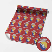 Hajmo Bosno Lets Go Bosnia Herzegovina Flag Wrapping Paper Roll Golden Lily Soccer Football Fan Athletic Graphic