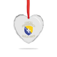 Hajmo Bosno Lets Go Bosnia Herzegovina Flag Heart Crystal Glass Ornament Golden Lily Soccer Football Fan Athletic Graphic