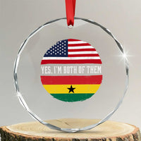 Half American Half Ghanaian Crystal Glass Ornament Pride Ghanese Roots USA Flag Ghana Heritage Yes Im Both Of Them