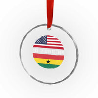 Half American Half Ghanaian Crystal Glass Ornament Pride Ghanese Roots USA Flag Ghana Heritage Yes Im Both Of Them