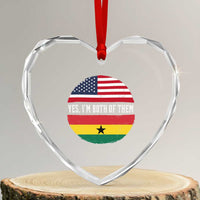 Half American Half Ghanaian Heart Crystal Glass Ornament Pride Ghanese Roots USA Flag Ghana Heritage Yes Im Both Of Them